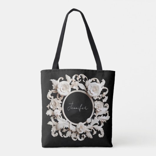 personalisierte Papierblumenrahmen-Tasche Tasche (Rückseite)