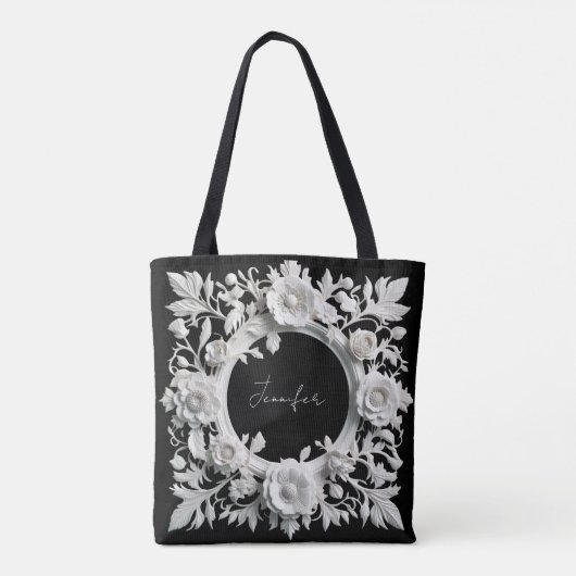 personalisierte Papierblumenrahmen-Tasche  Tasche (Rückseite)