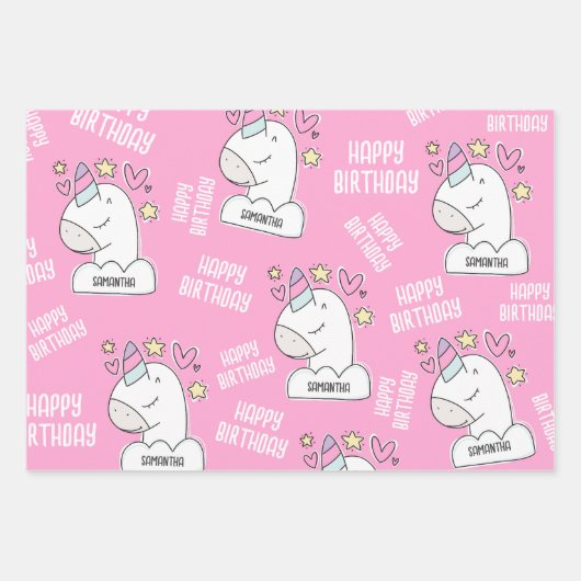 Personalisierte Papierfolien für Girl Unicorn Geschenkpapier Set (Vorderseite)