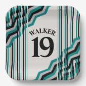 Personalisierte Papierplatte aquamarin und schwarz Pappteller (Vorderseite)