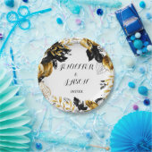 Personalisierte Papierplatte aus Gold und Schwarz- Pappteller (Party)