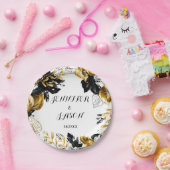 Personalisierte Papierplatte aus Gold und Schwarz- Pappteller (Party)