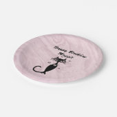 Personalisierte Papierplatte der rosa Retro-Atomka Pappteller (Schrägansicht)