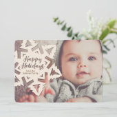 Personalisierte Papierreduzierung Schneeflocke Feiertagskarte (Stehend Vorderseite)