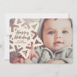 Personalisierte Papierreduzierung Schneeflocke Feiertagskarte