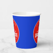 Personalisierte Papiersorten mit rotem und blauem  Pappbecher (Links)