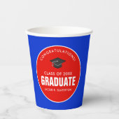 Personalisierte Papiersorten mit rotem und blauem Pappbecher (Vorderseite)