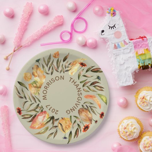 Personalisierte Papiertafel aus Herbst Pappteller (Party)