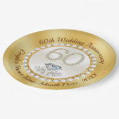 Personalisierte PapierTeller, die das 60. Pappteller (Schrägansicht)