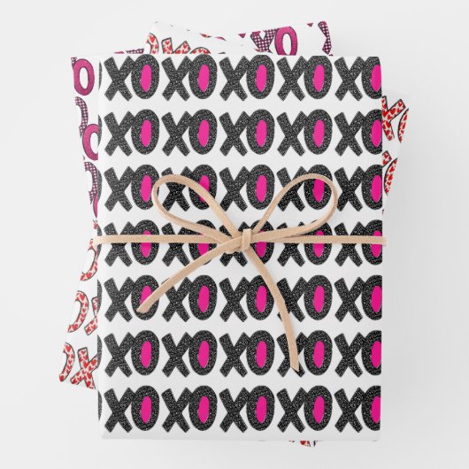 Personalisierte Papiertücher, rosa und rot Geschenkpapier Set (Beispiel)