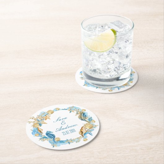 Personalisierte PapierUntersetzer - Meereswelt Runder Pappuntersetzer (Vor Ort)