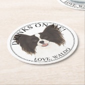 Personalisierte Papillon-Hochzeit Runder Pappuntersetzer (Angewinkelt)