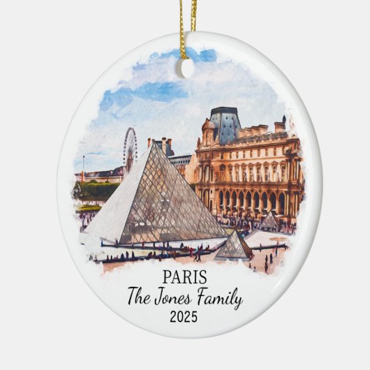 Personalisierte Pariser Ornamente, Frankreich, Lou Keramik Ornament (Links)