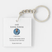 Personalisierte Pariser Skyline-Erinnerung Schlüsselanhänger (Rückseite)