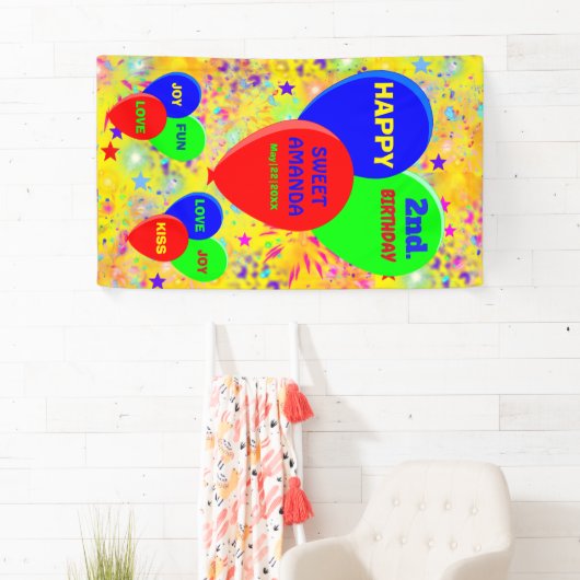 Personalisierte Party Banner bunt Luftballons (Insitu)