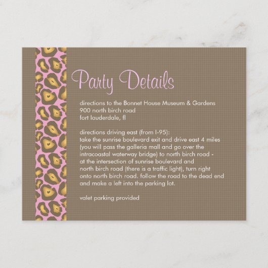 Personalisierte Party Details Einsteckkarte Begleitkarte (Vorderseite)