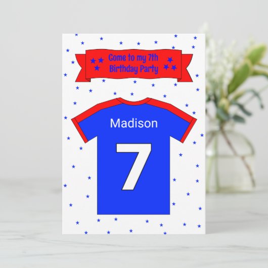 personalisierte Party Einladung zum 7. (Stehend Vorderseite)