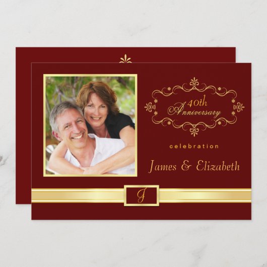 Personalisierte Party Einladungen zum 40. Jubiläum (Vorne/Hinten)