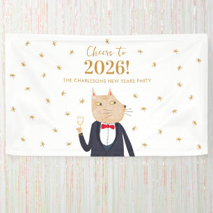 Personalisierte Party: Katze prostet auf das neue  Banner