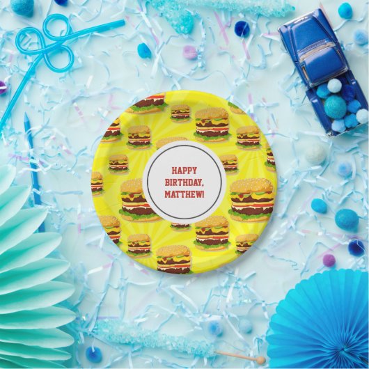 Personalisierte Party-Papiere für Käseseburger Tel Pappteller (Party)