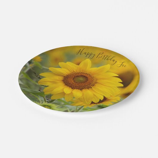 Personalisierte Party-Teller für Sonnenblumen Pappteller (Schrägansicht)