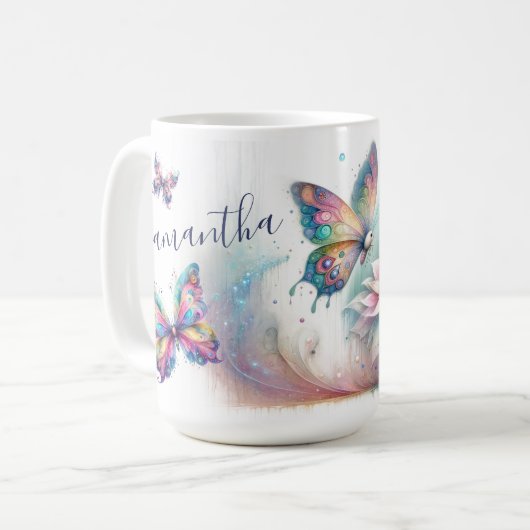Personalisierte Pasta Butterfly Art Café Kaffeetasse (Vorderseite Links)