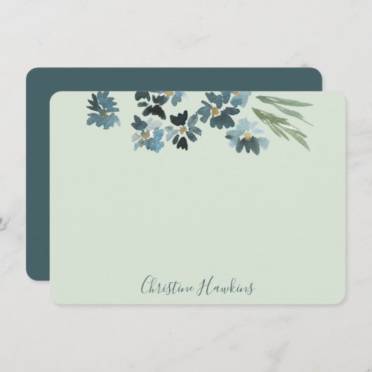 Personalisierte Pastagerichte Grünes blaues Wasser Mitteilungskarte (Vorne/Hinten)