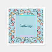 Personalisierte Pastel-Blätter Blau Serviette (Vorderseite)