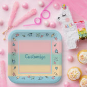 Personalisierte Pastel-Blätter farbenfroh Pappteller (Party)