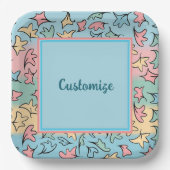 Personalisierte Pastel-Blätter farbenfroh Pappteller (Vorderseite)