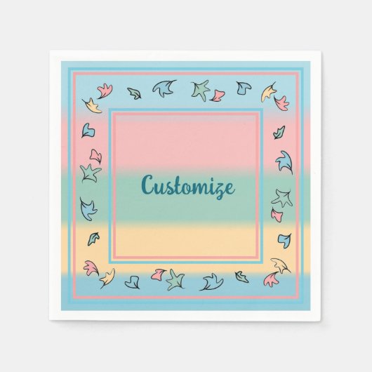 Personalisierte Pastel-Blätter farbenfroh Serviette (Vorderseite)