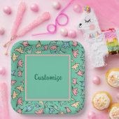Personalisierte Pastel-Blätter grün Pappteller (Party)