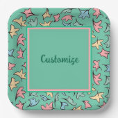 Personalisierte Pastel-Blätter grün Pappteller (Vorderseite)