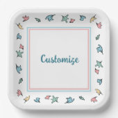 Personalisierte Pastel-Blätter weiß Pappteller (Vorderseite)