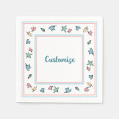 Personalisierte Pastel-Blätter weiß Serviette (Vorderseite)