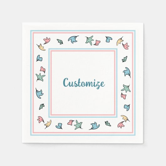 Personalisierte Pastel-Blätter weiß Serviette (Vorderseite)