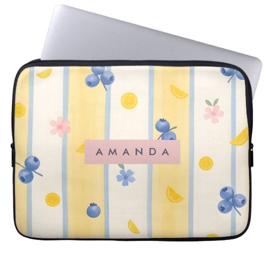 Personalisierte Pastel Blueberry & Lemon Muster Laptopschutzhülle (Vorderseite)
