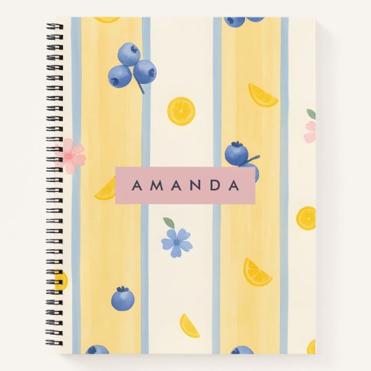 Personalisierte Pastel Blueberry & Lemon Muster Notizblock (Vorderseite)