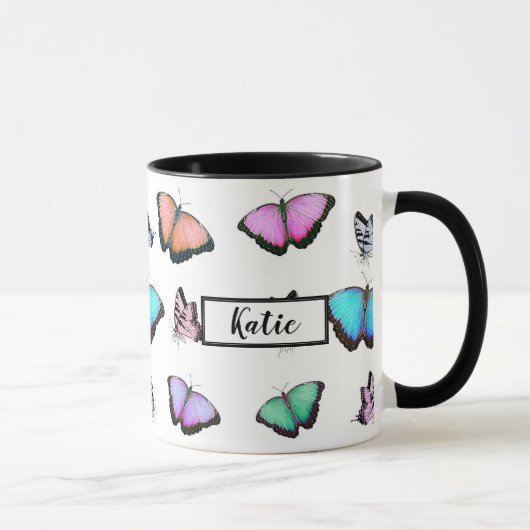 Personalisierte Pastel-Butterfliegen Tasse (Rechts)