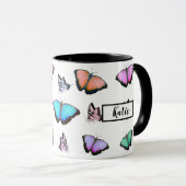 Personalisierte Pastel-Butterfliegen Tasse (VorderseiteRechts)