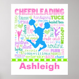 Personalisierte Pastel Cheerleading Words Typograf Poster