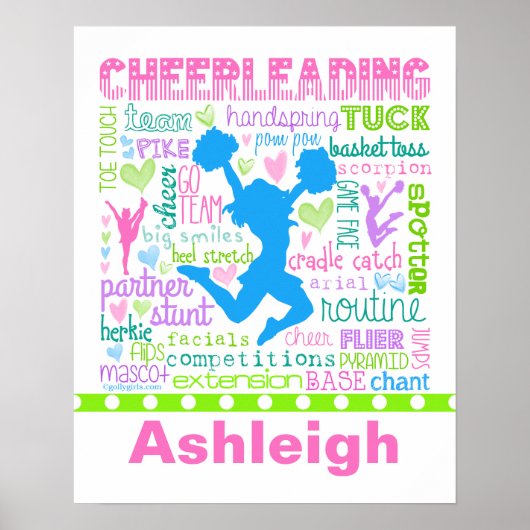Personalisierte Pastel Cheerleading Words Typograf Poster (Vorne)