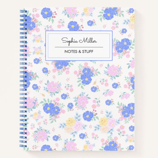 Personalisierte Pastel Coquette Blumenmuster Spira Notizblock (Vorderseite)