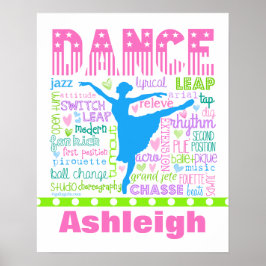 Personalisierte Pastel Dancer Words Typografie Poster