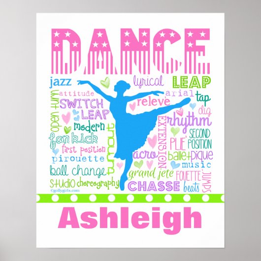 Personalisierte Pastel Dancer Words Typografie Poster (Vorne)