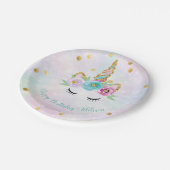 personalisierte Pastel-Einicorn-Teller Pappteller (Schrägansicht)