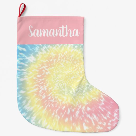 Personalisierte Pastel Gefärbte Krawatte Swirl Tre Großer Weihnachtsstrumpf (Vorderseite)