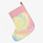 Personalisierte Pastel Gefärbte Krawatte Swirl Tre Großer Weihnachtsstrumpf (Rückseite (Hängend))