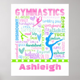 Personalisierte Pastel Gymnastik Worte Typografie Poster
