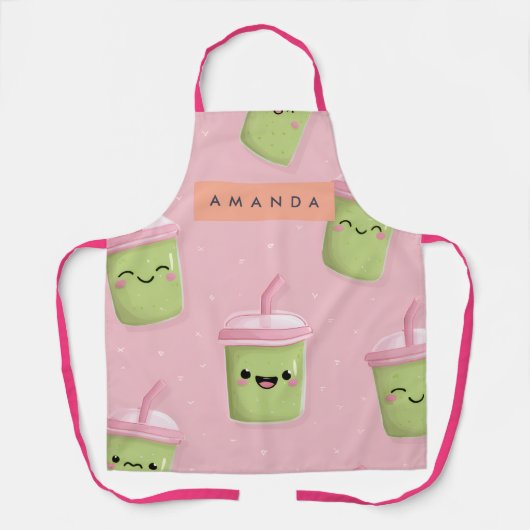 Personalisierte Pastel Kawaii Matcha Milk Tee Schürze (Vorderseite)